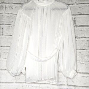 NEW Asos White Sheer Long-Sleeved Women's Blouse Size 8
